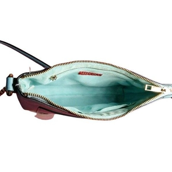 Merona Womens Faux Leather Compact Crossbody Bag Turquoise Strap Gold Hardware - Picture 5 of 11